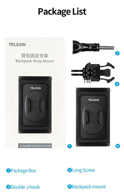 TELESIN 360° Rotating Backpack Strap Camera Mount