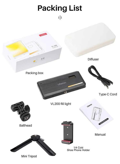 Ulanzi VL200 LED Camera Light with Tripod Kit