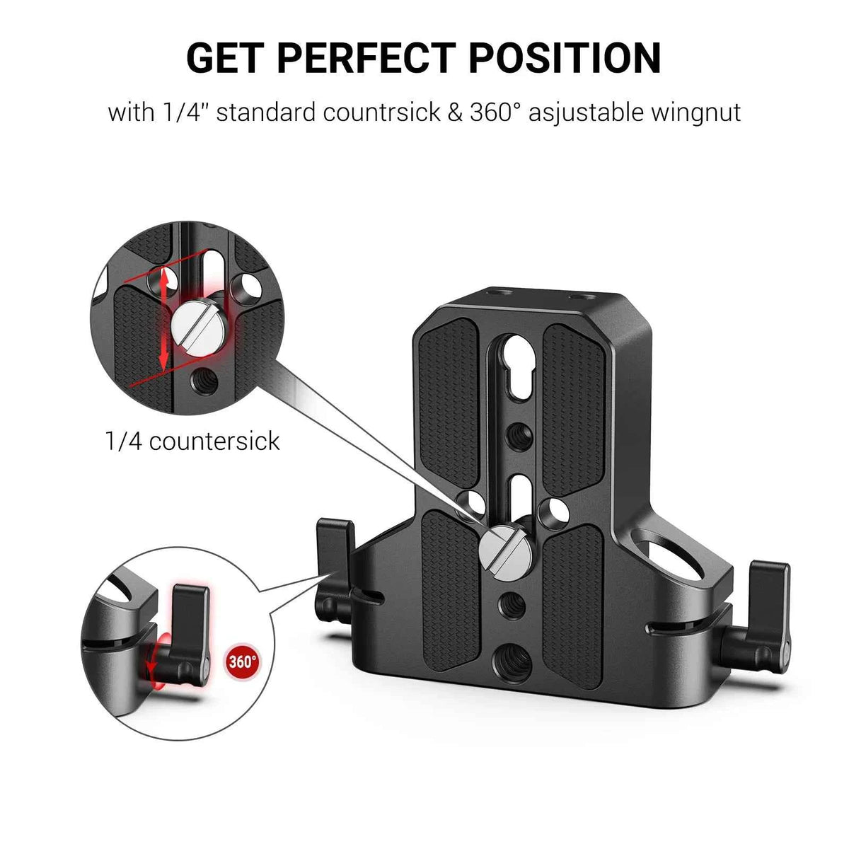 SmallRig 1674 Camera Baseplate with Dual 15mm Rod Clamp