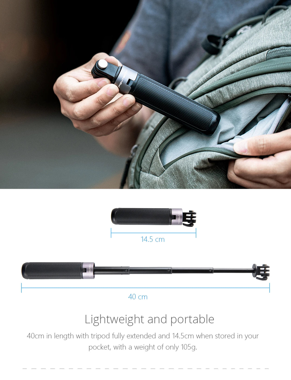 PGYTECH 40cm Action Camera Extension Pole Tripod