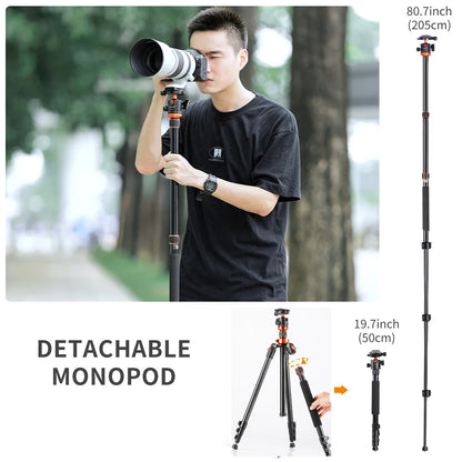 K&F Concept 80.7-Inch Aluminium Camera Tripod with 10kg Load Capacity