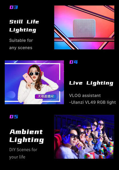 Ulanzi VL49 RGB Magnetic LED Video Light - W VL49 RGB U-60
