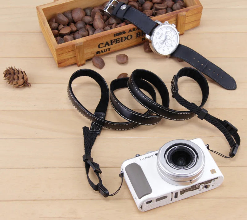 Camera Hub Essentials PU Leather Compact Camera Neck Strap - B style black