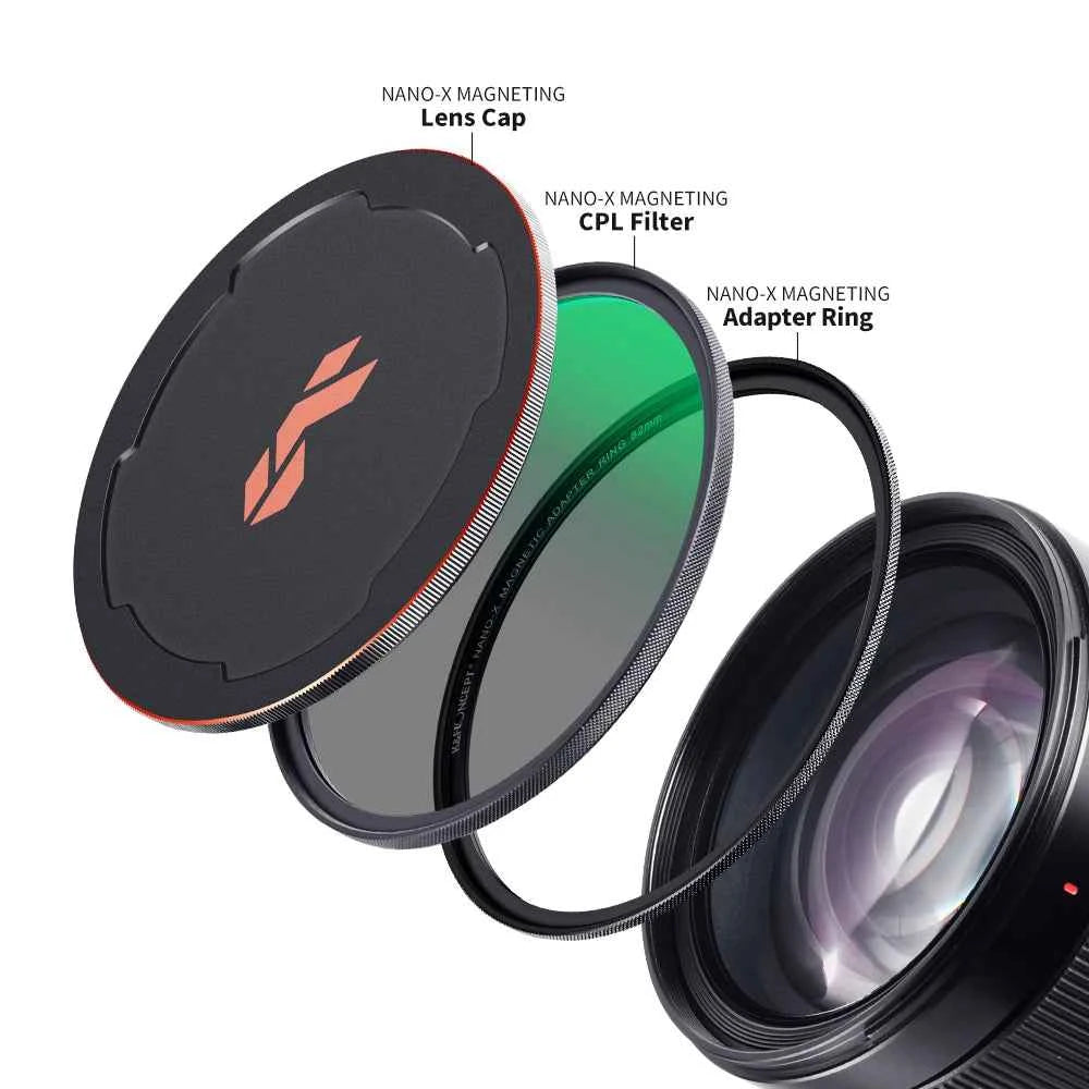 K&F CONCEPT Magnetic HD CPL Nano-x Camera Filter with Lens Cap Circular Polarizeing Multi-Layer Coatings 52mm 58mm 62mm 67mm