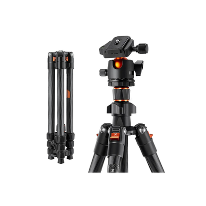 K&F Concept K254C2 Carbon Fibre Travel Tripod with 36mm Ball Head - Black
