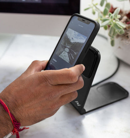 Peak Design Mobile Wireless Charging Stand v2 - Qi2 Charging product detail and lifestyle image | Peak Design Australia | CameraHUB