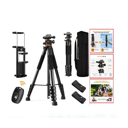 K&F 190cm Travel Camera Tripod with Phone Holder