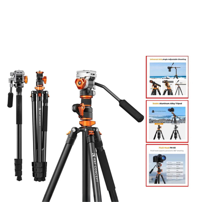 K&F 230cm Overhead Camera Tripod with Fluid Head
