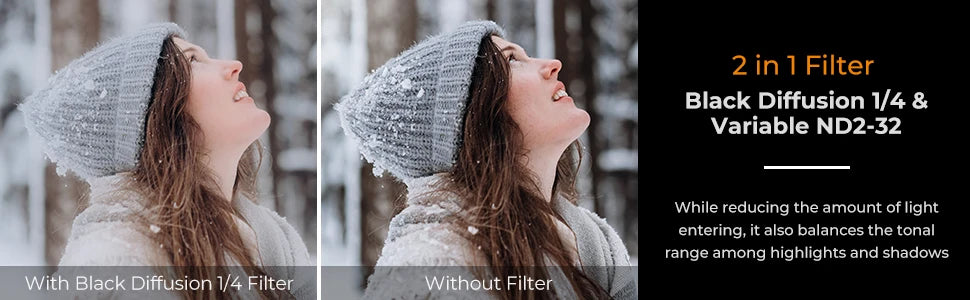 K&F Concept Black Mist Diffusion Lens Filter - 2 in 1 filter / 52mm