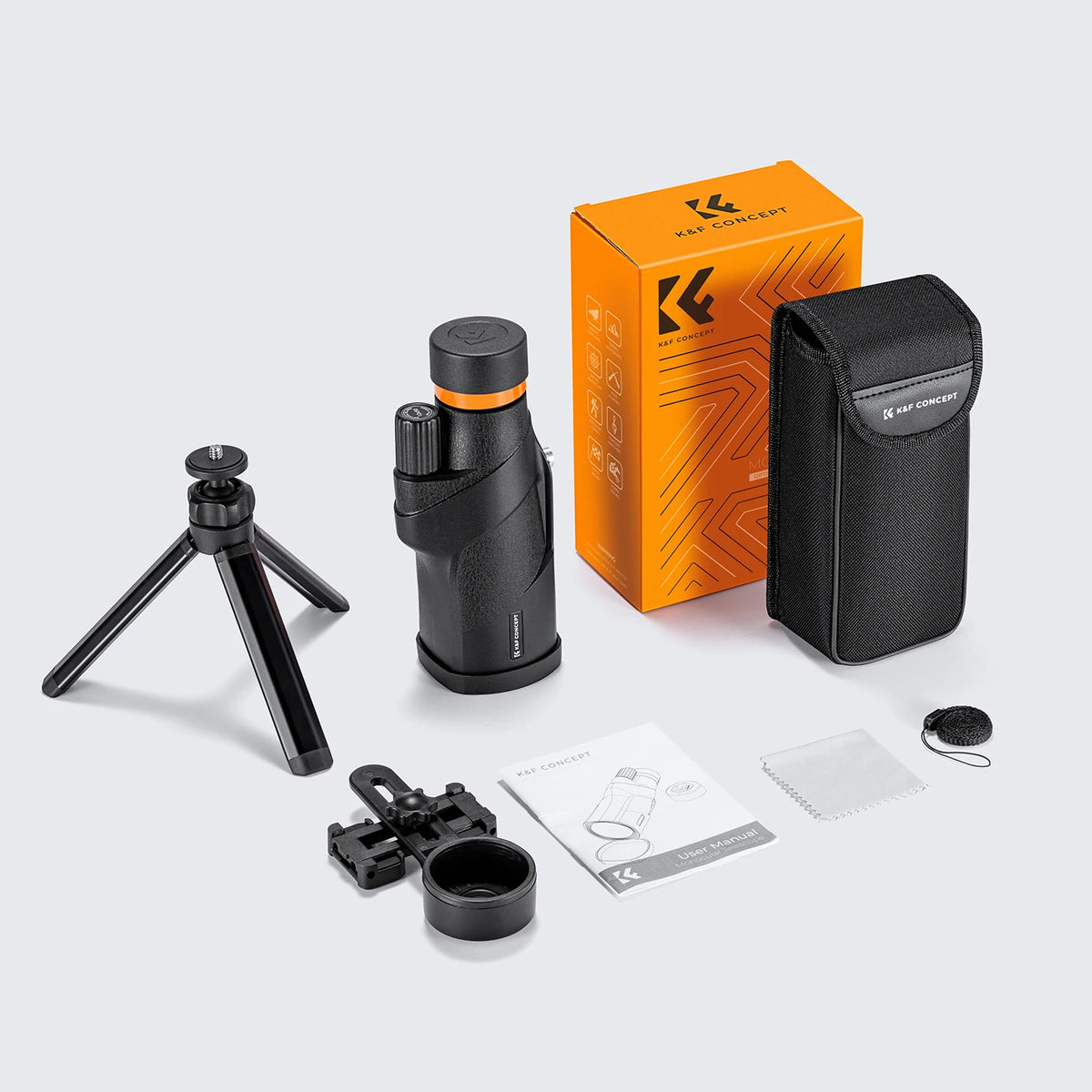 K&F 12x50 Waterproof Monocular Telescope with Phone Adapter