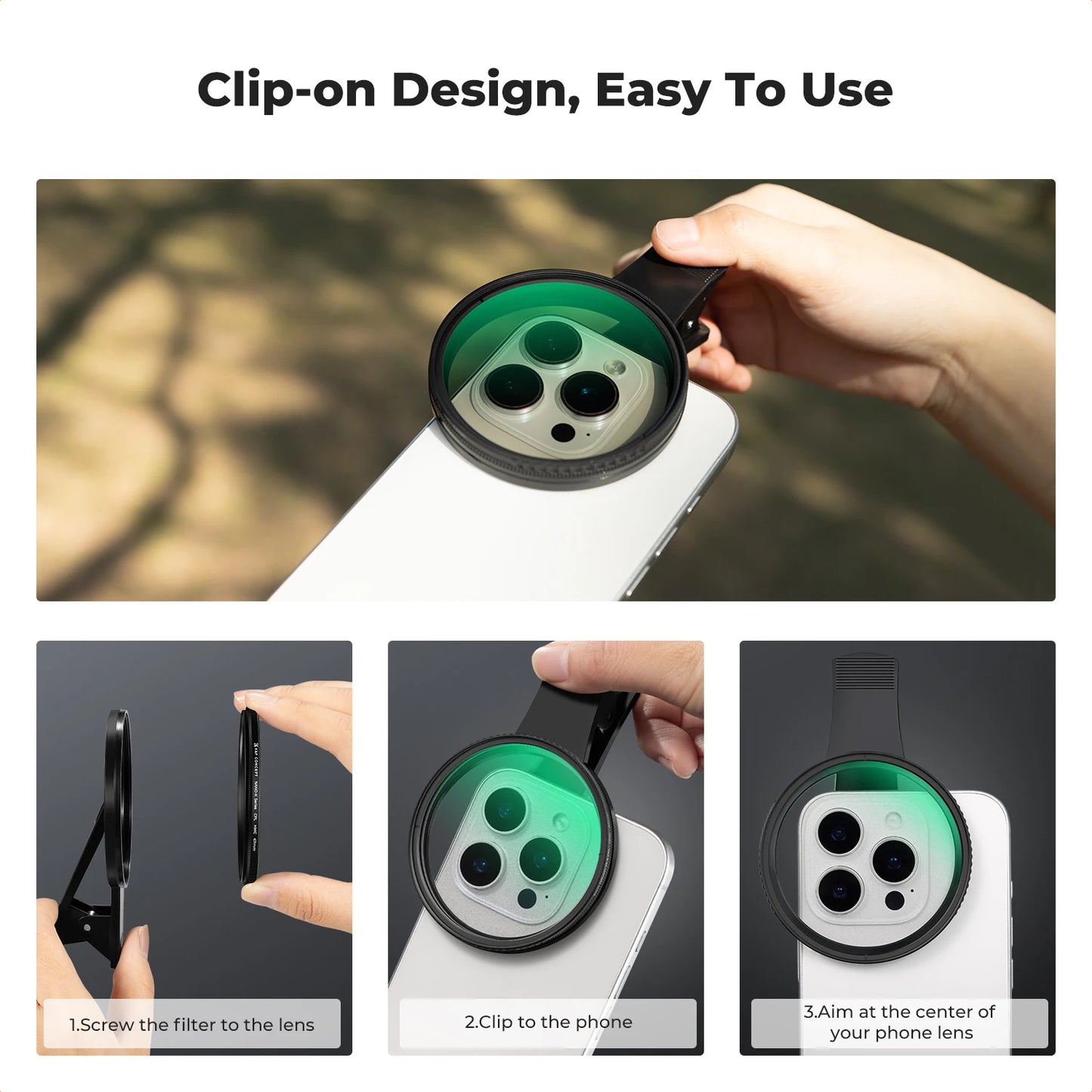 K&F 67mm Phone ND/CPL/Black Mist Filter Clip