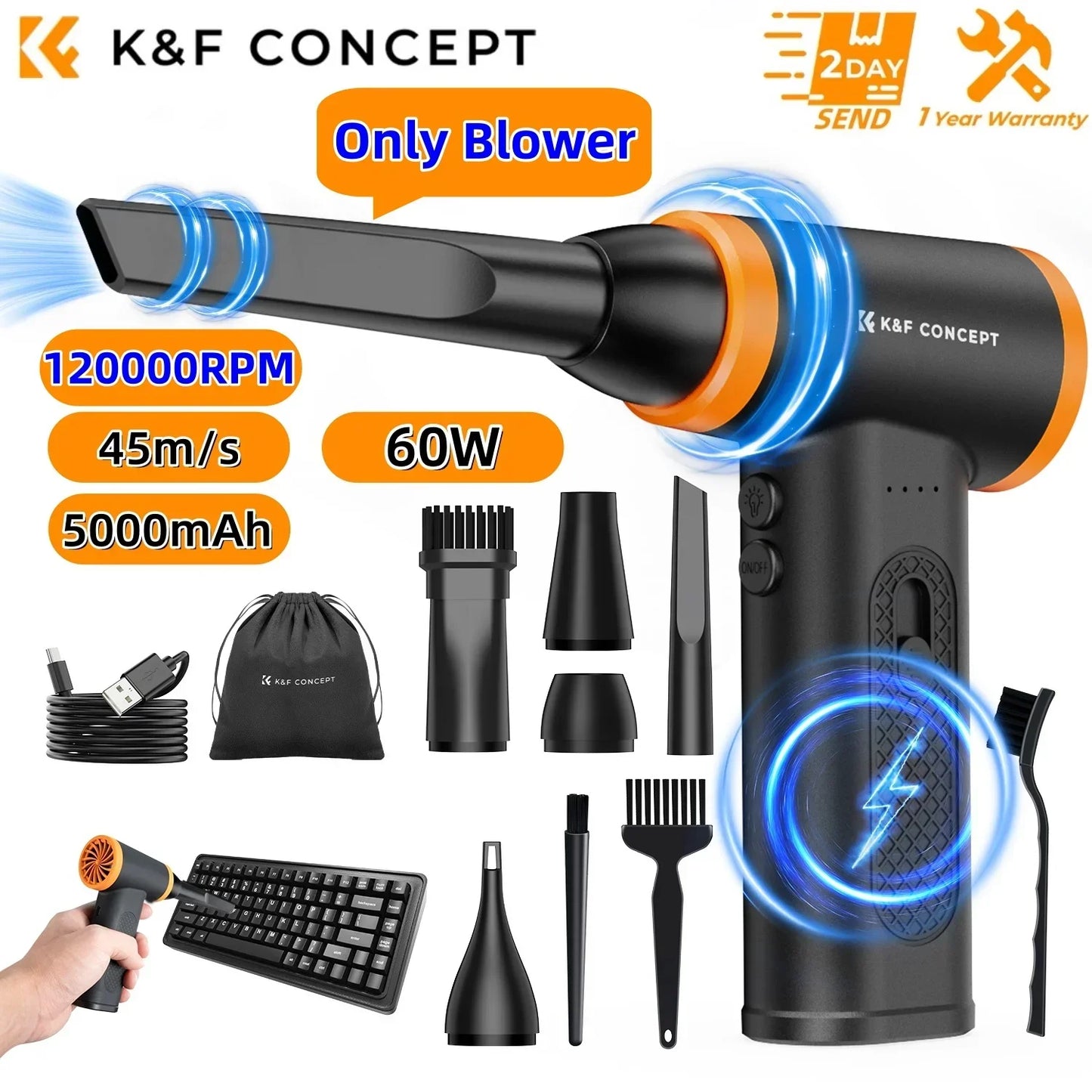 K&F Cordless Electric Air Duster & Camera Cleaner