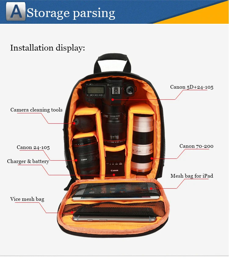 JINNUOLANG 8018 Camera & Laptop Backpack