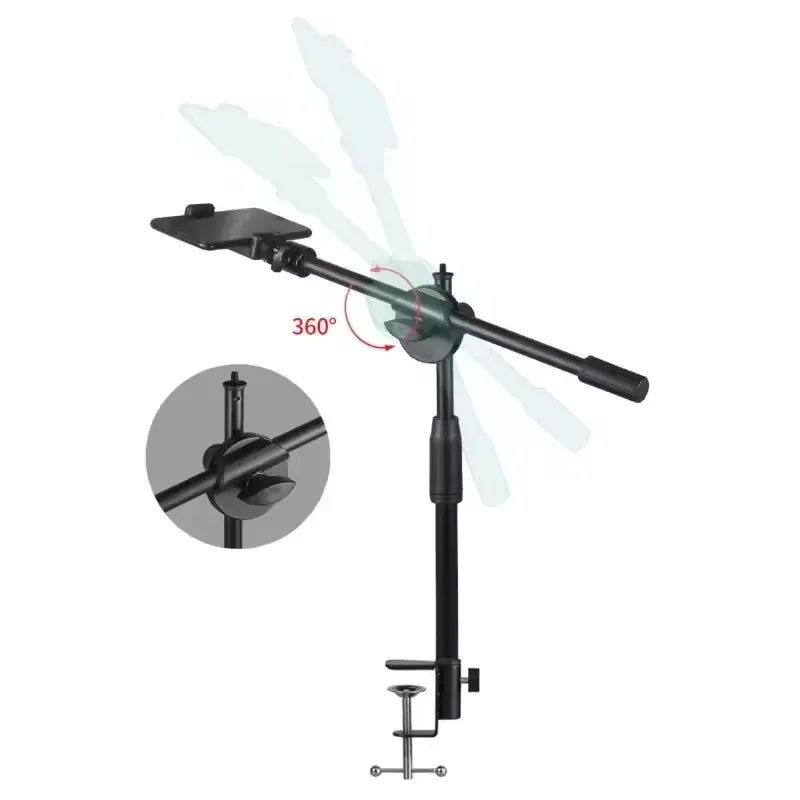 Tabletop Overhead Phone Tripod Stand with Ring Light