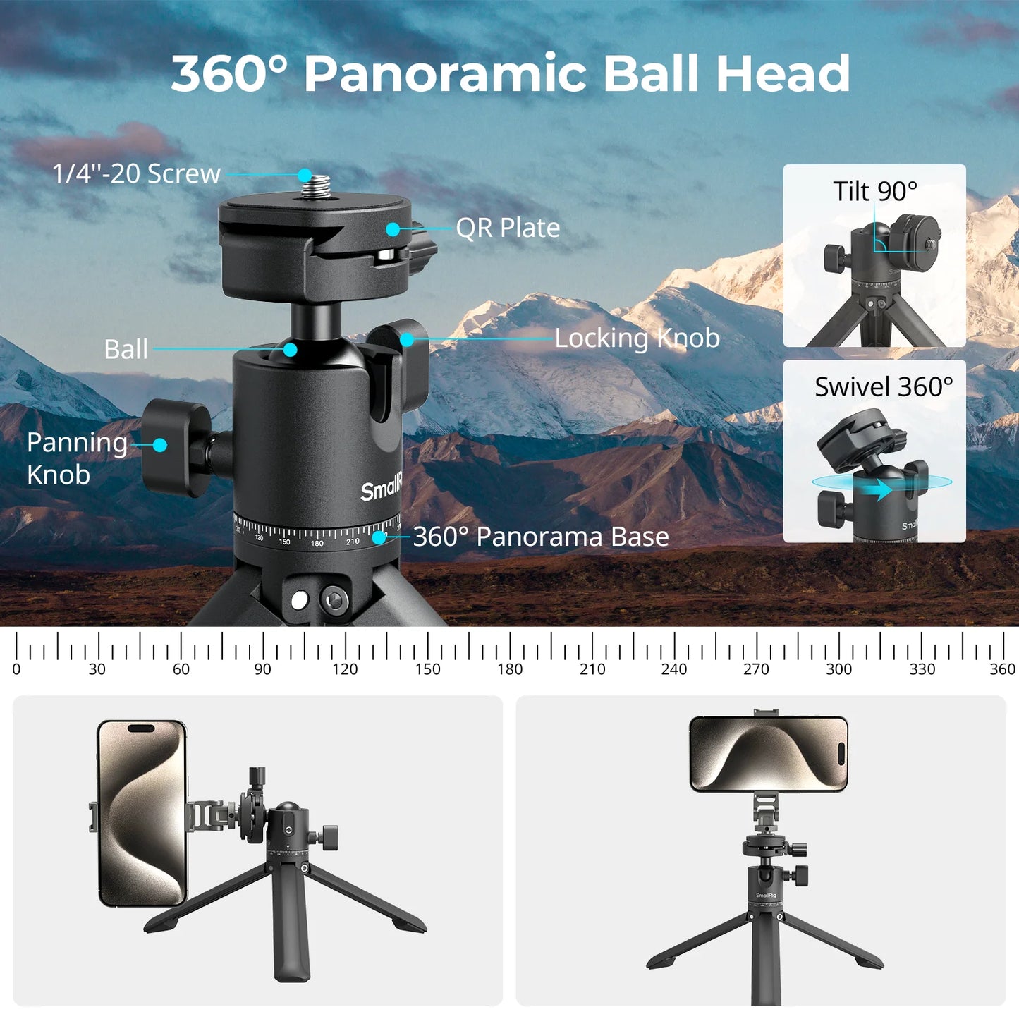 SmallRig 4630 Metal Tabletop Tripod with Arca-Swiss Quick Release Plate