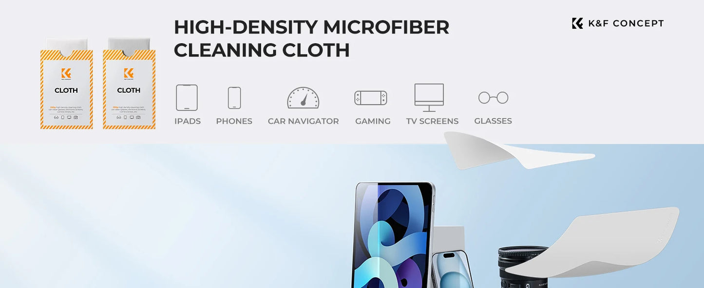 K&F Concept 6.7-Inch Microfibre Camera Cleaning Cloths - 2pcs