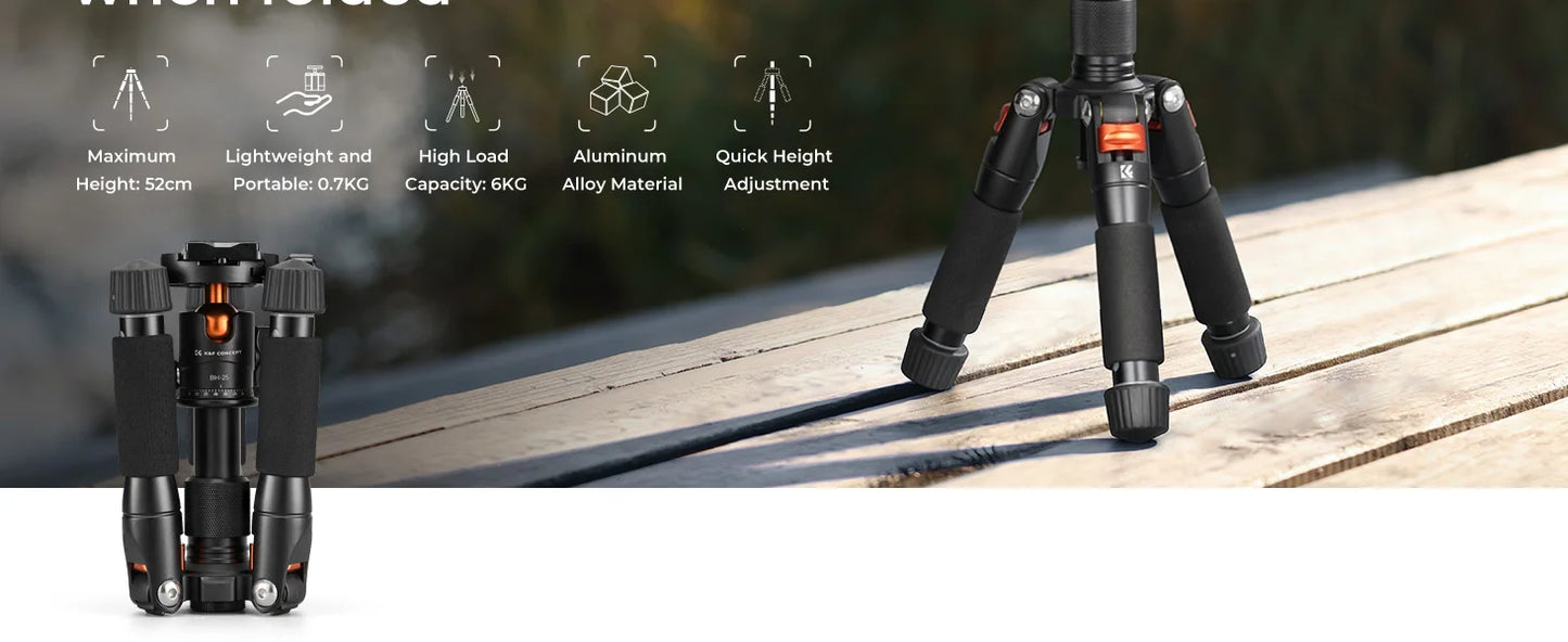 K&F 52cm Desktop Mini Tripod with Ball Head