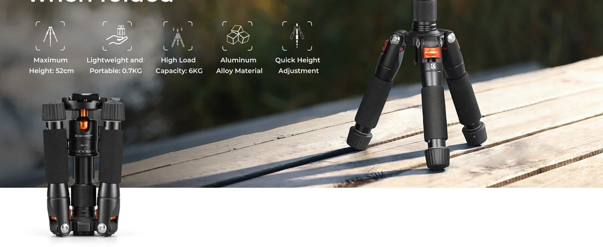 K&F S225A0 52cm Mini Desktop Tripod with Ball Head