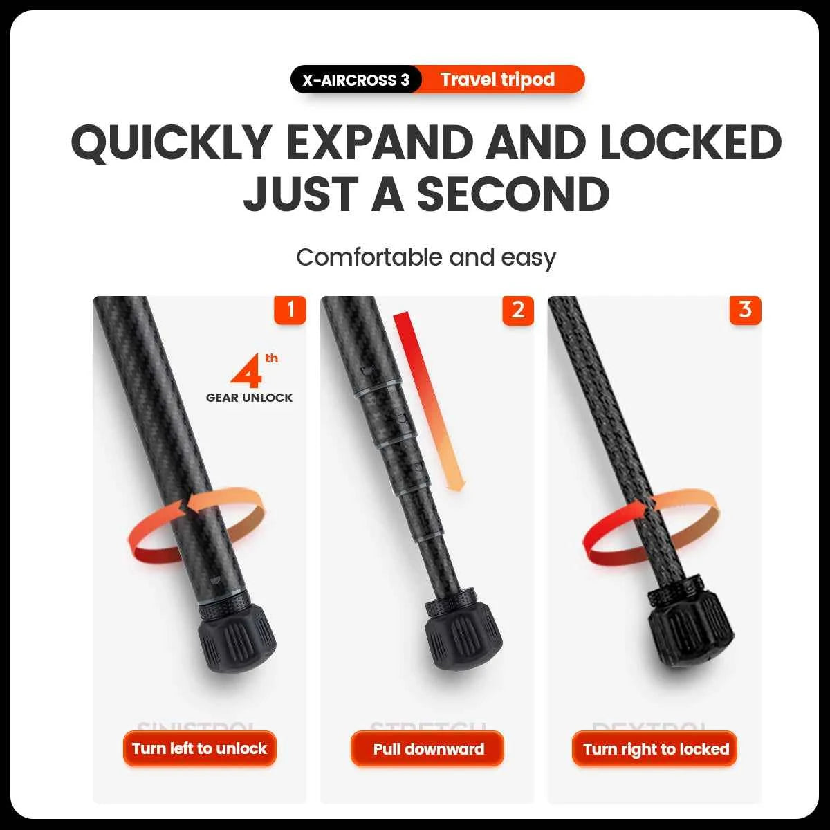 Fotopro X-Aircross 3 Carbon Fibre Travel Tripod