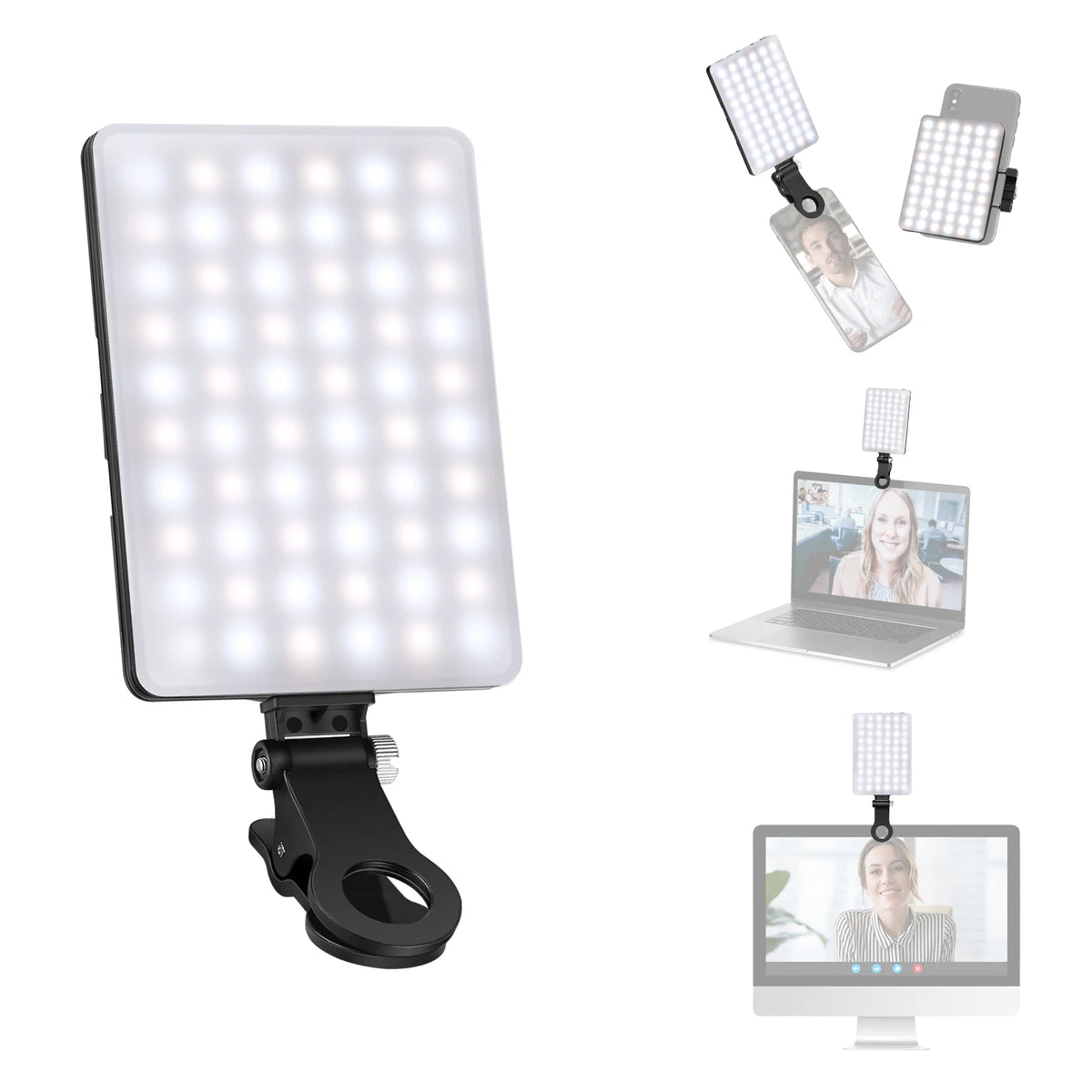 NEEWER Rechargeable Selfie Light with Front and Back Phone Clip