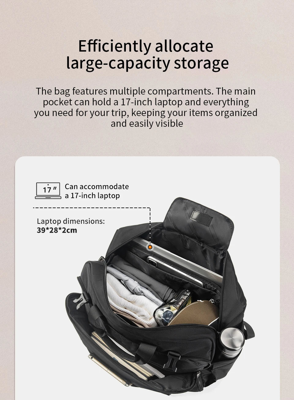 TIGERNU 17 Inch 3-in-1 Laptop Travel Backpack