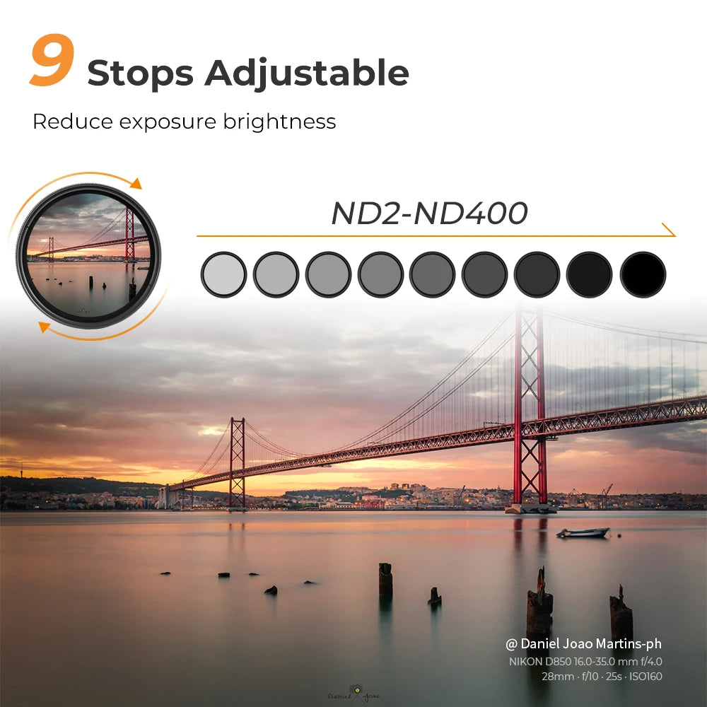 K&F Slim ND2-ND400 Variable ND Lens Filter
