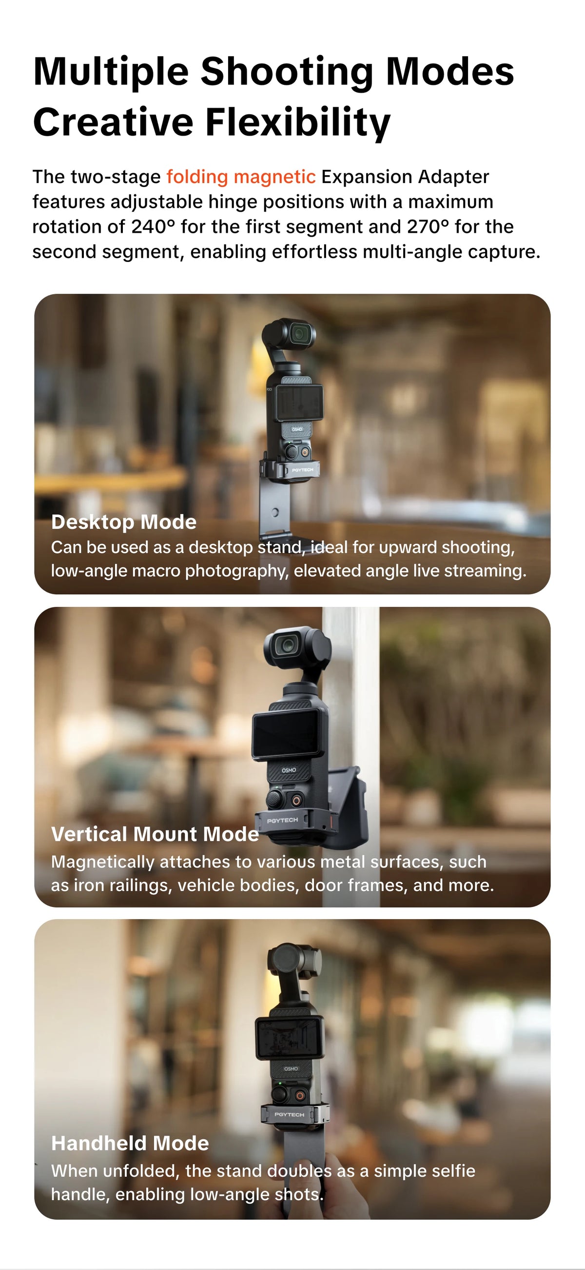 PGYTECH Magnetic Expansion Adapter for DJI Osmo Pocket 3