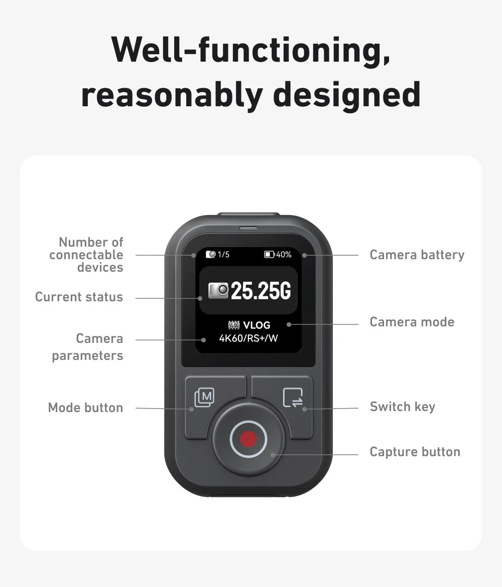 TELESIN Bluetooth Remote for DJI Osmo Action 4 / 5 / 6