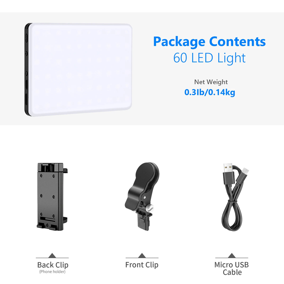 NEEWER Rechargeable Selfie Light with Front and Back Phone Clip