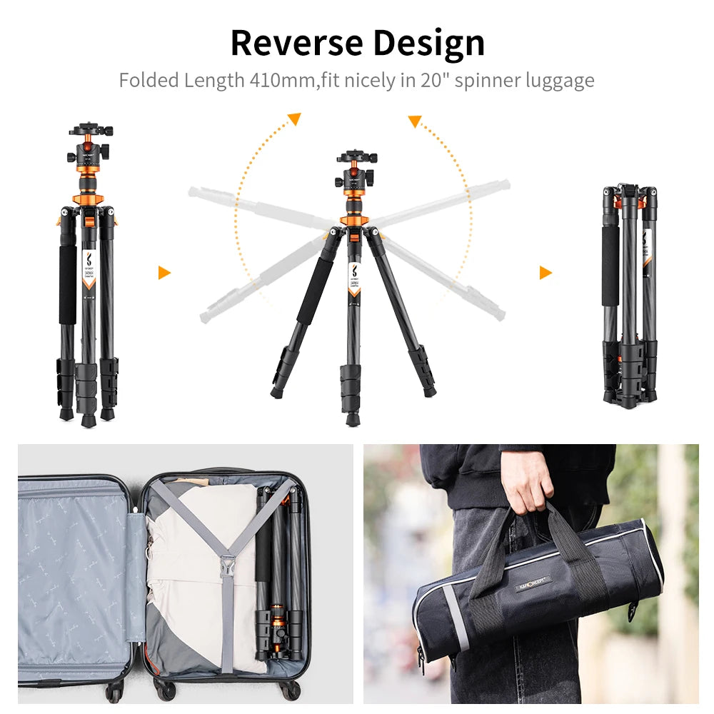 K&F Concept D254C1 63-Inch Carbon Fibre Monopod Tripod