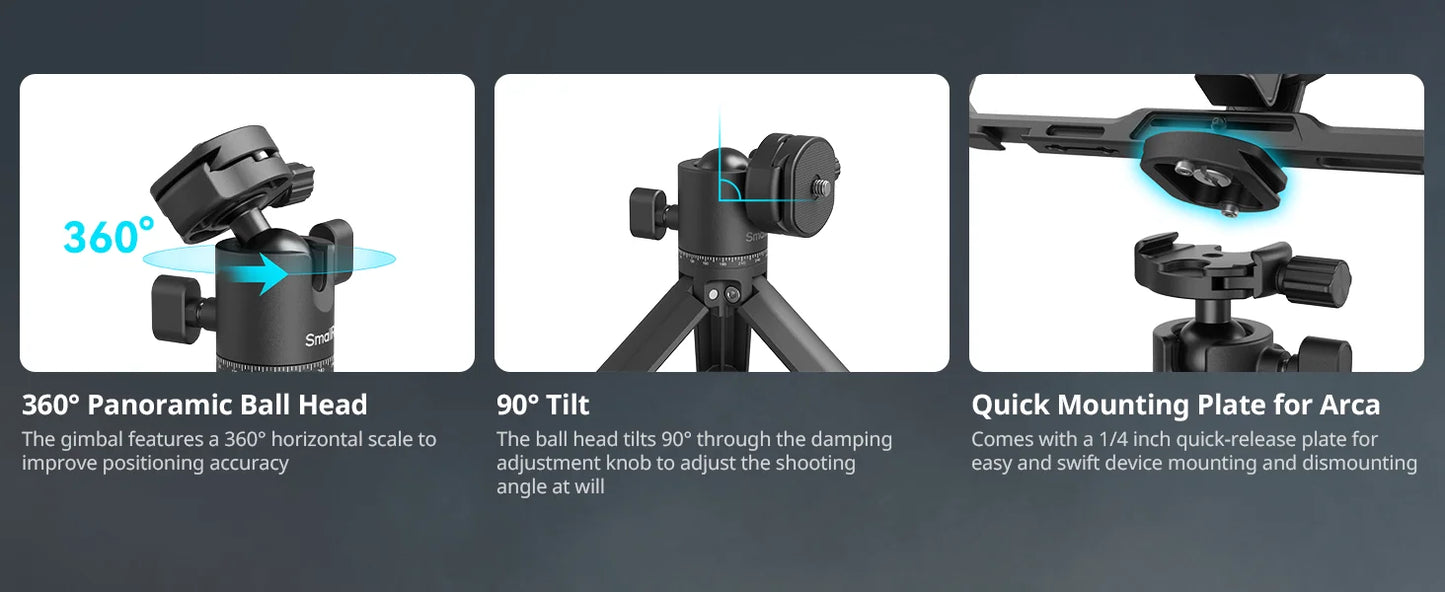SmallRig 4630 Metal Tabletop Tripod with Arca-Swiss Quick Release Plate