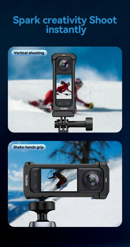 TELESIN Aluminium Frame Cage for Insta360 X4