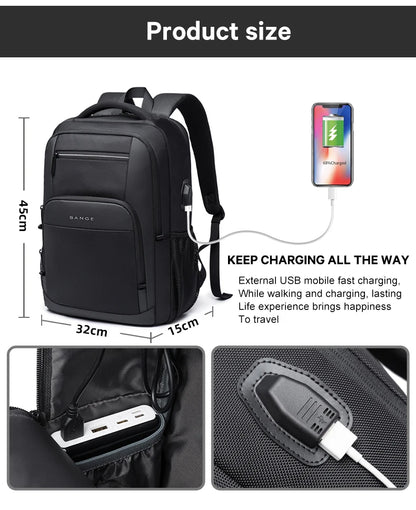 BANGE Lightweight 15.6-Inch USB Laptop Backpack