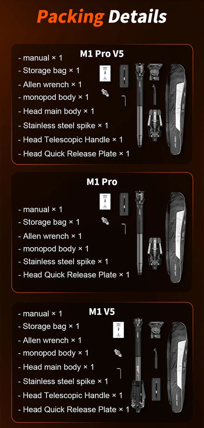 COMAN M1 Pro V5 Carbon Fibre Monopod Tripod