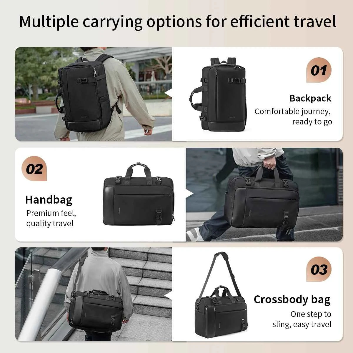 TIGERNU 17 Inch 3-in-1 Laptop Travel Backpack