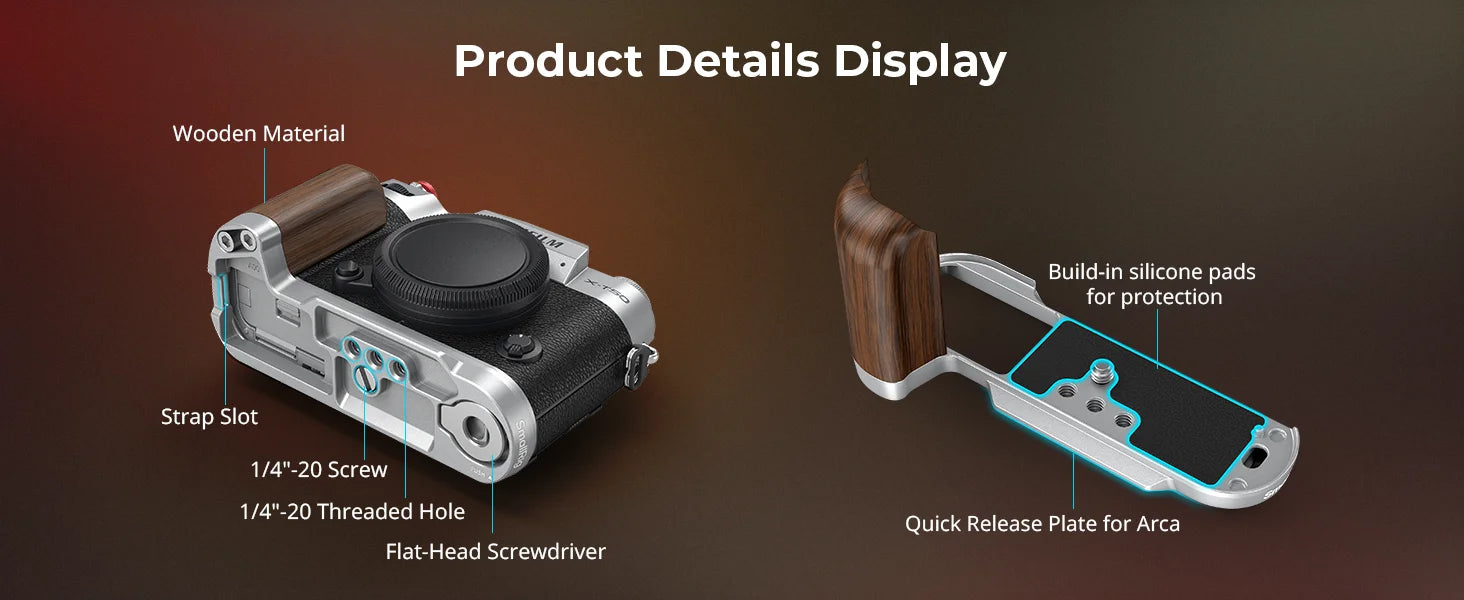 SmallRig 4735 Wooden L-Shape Grip for Fujifilm X-T50