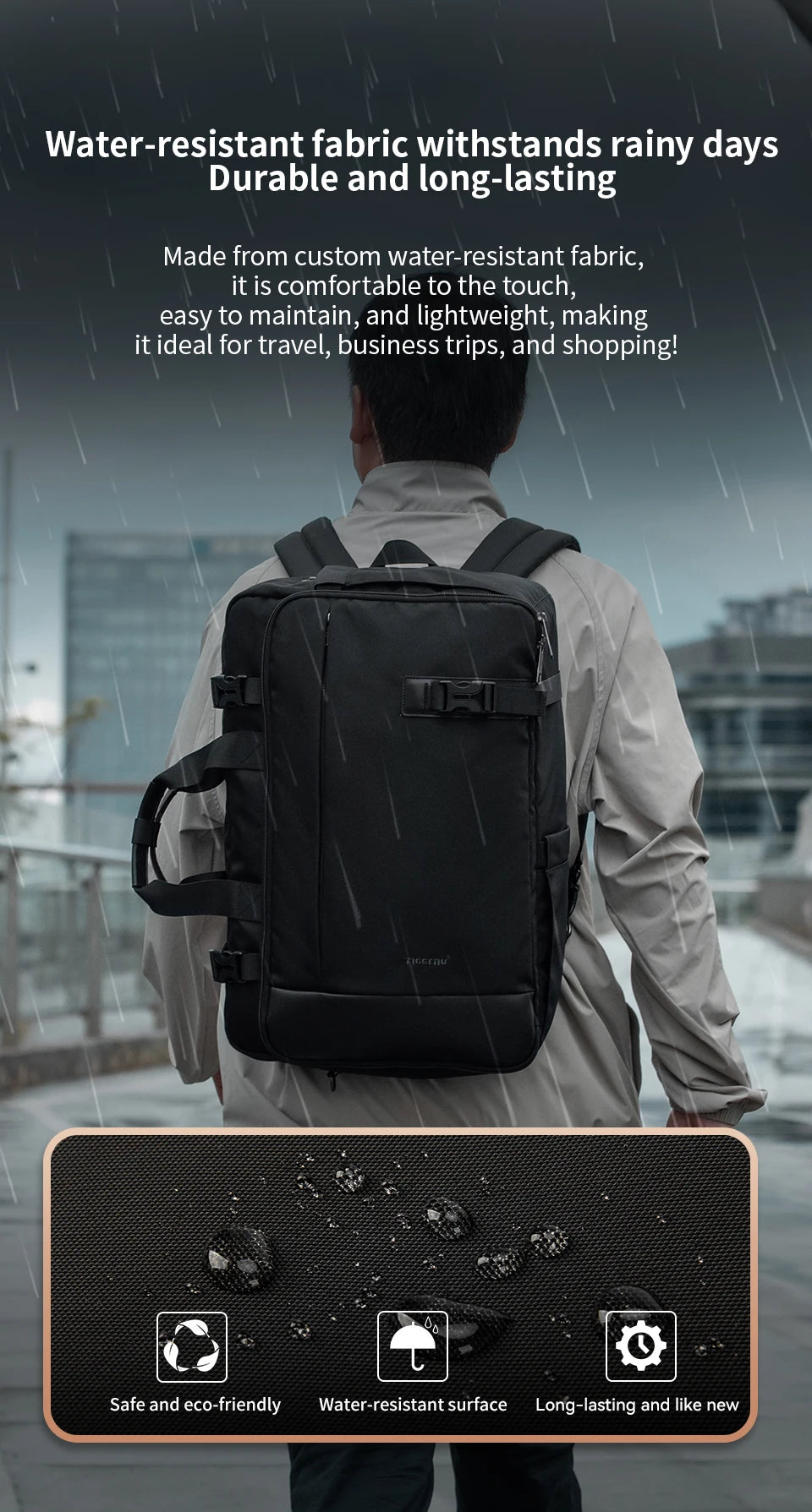 TIGERNU 17 Inch 3-in-1 Laptop Travel Backpack