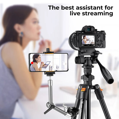 K&F 162cm Aluminium Video Tripod with Phone Holder