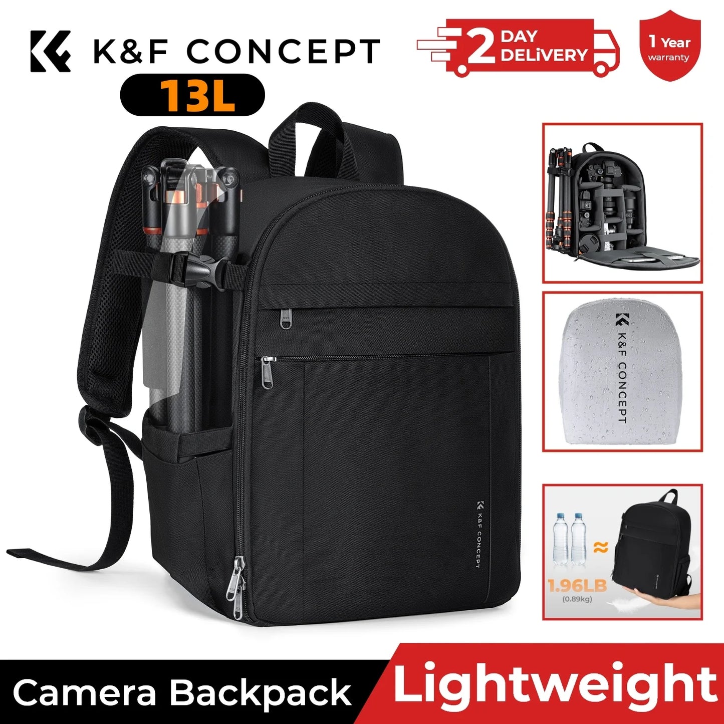 K&F Concept 13L Lightweight Camera Backpack - Green