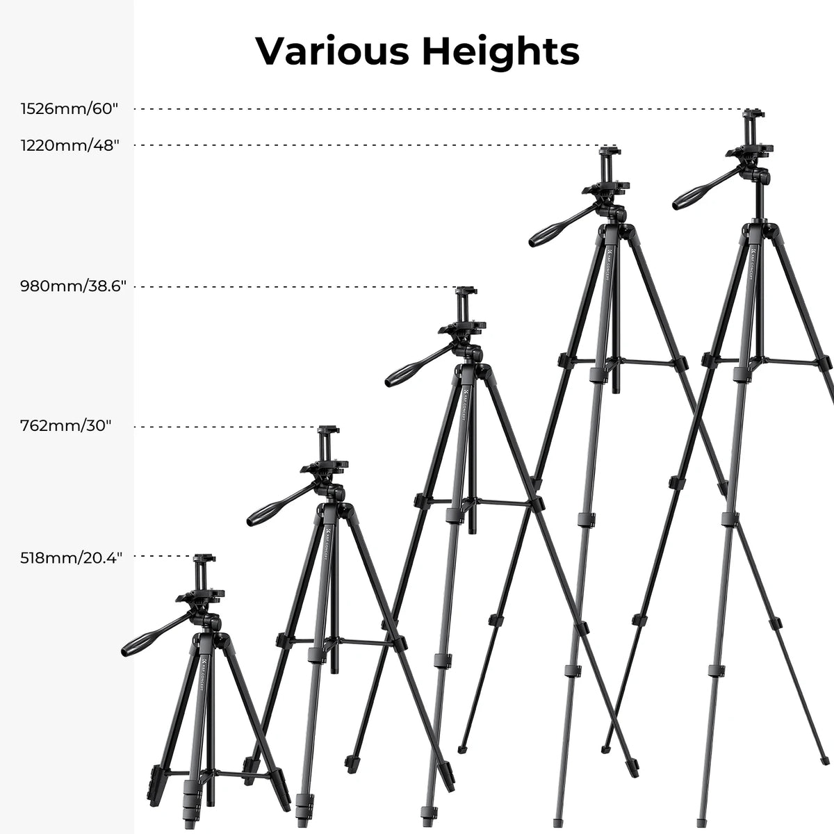K&F B174A1 152cm Aluminium Tripod with Bluetooth Remote
