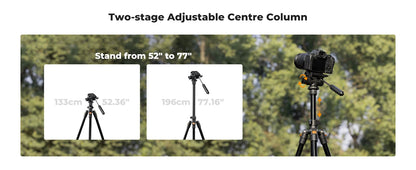 K&F 196cm Camera Tripod with 3-Way Head
