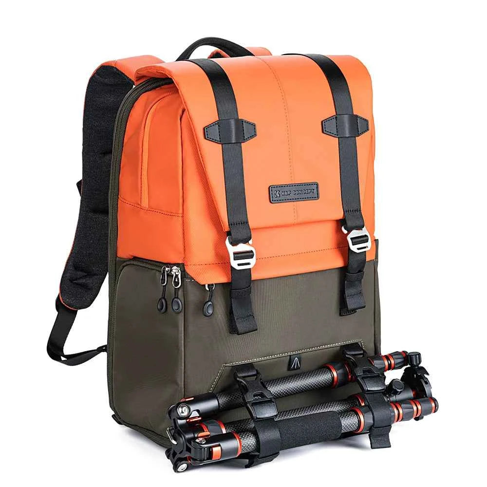 K&F CONCEPT Camera Backpack Travel Photography Bags Large Capacity Camera Case with Tripod Side Rain Cover for 15.6 Inch Laptop