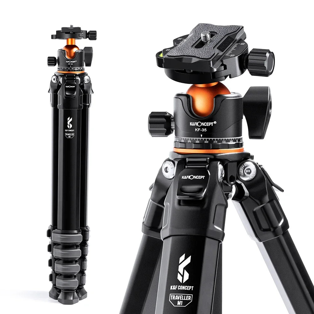 K&F Concept 70-Inch Compact Aluminium Travel Tripod – 15kg Load
