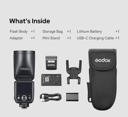 Godox V100 100Ws TTL Round Head Camera Flash