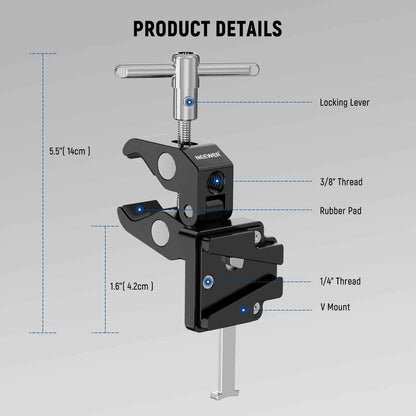 NEEWER Mini V-Mount Battery Plate with Super Crab Clamp