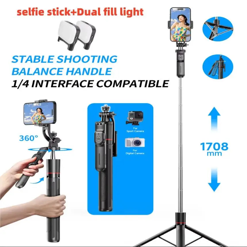 MEUYAG F16 170cm Selfie Stick Tripod with Fill Light