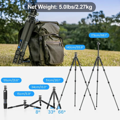 WEYLLAN UX7 Compact Carbon Fibre Travel Tripod