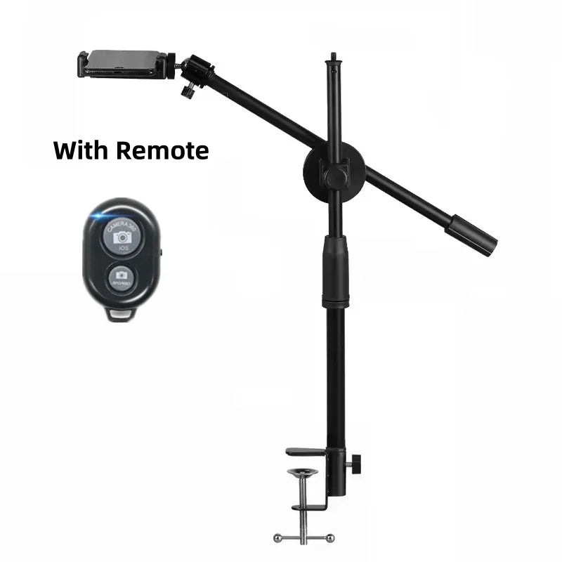 Tabletop Overhead Phone Tripod Stand with Ring Light