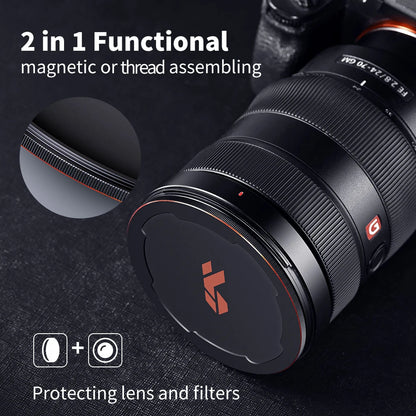 K&F Concept Magnetic Metal Lens Cap - Black / 86mm