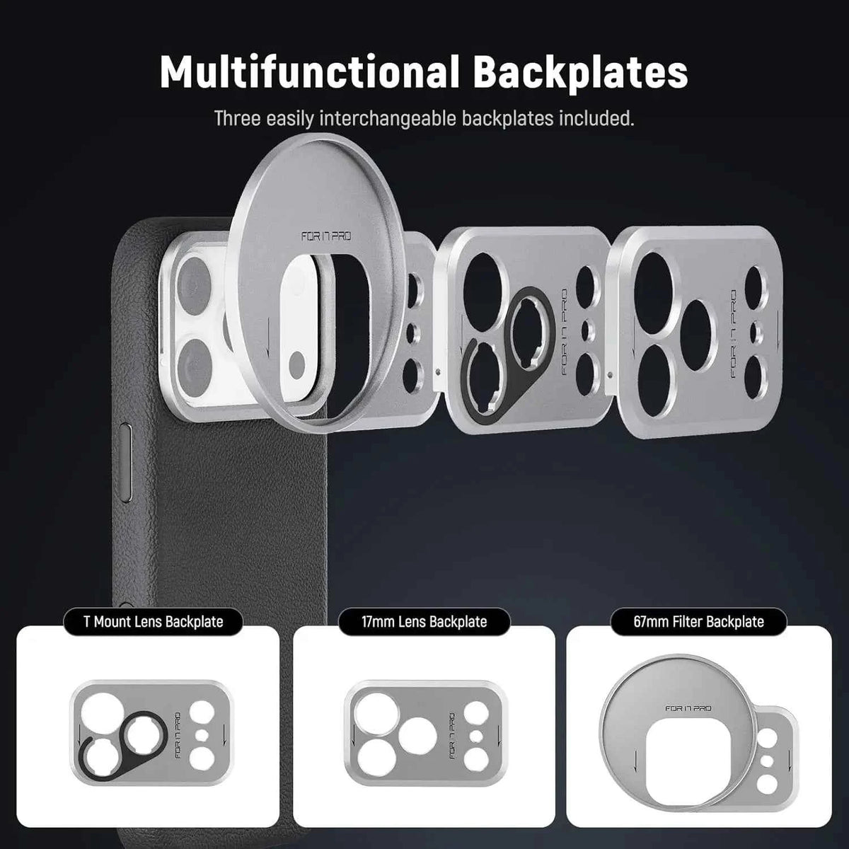 NEEWER Modular Phone Case with 67mm Filter Ring and 17mm Lens Backplate